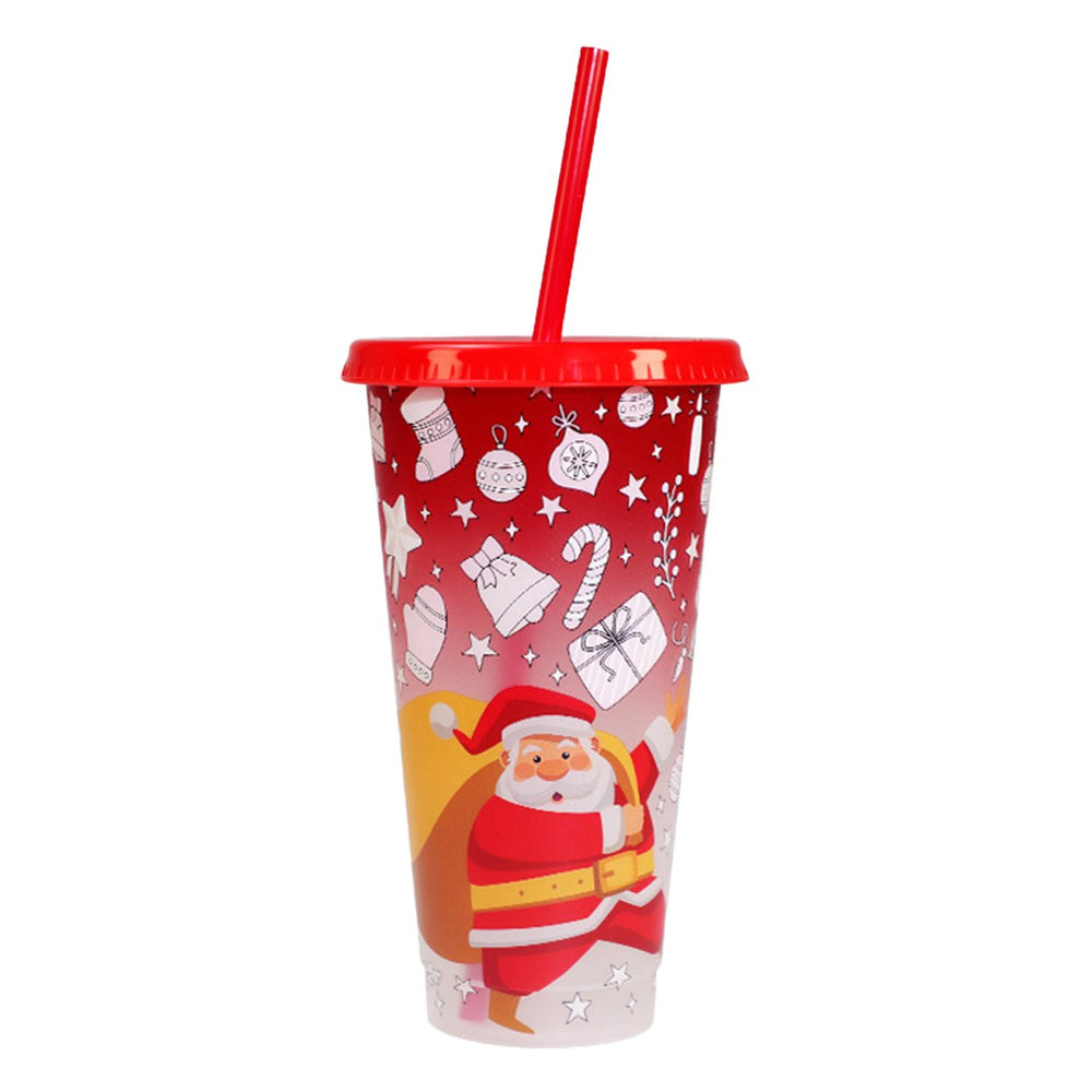 710ML Christmas Color Changing Cups with Lids Straws Food-Grade Santa Claus Design Cups for Adults Kids Prevents Straw Image 2