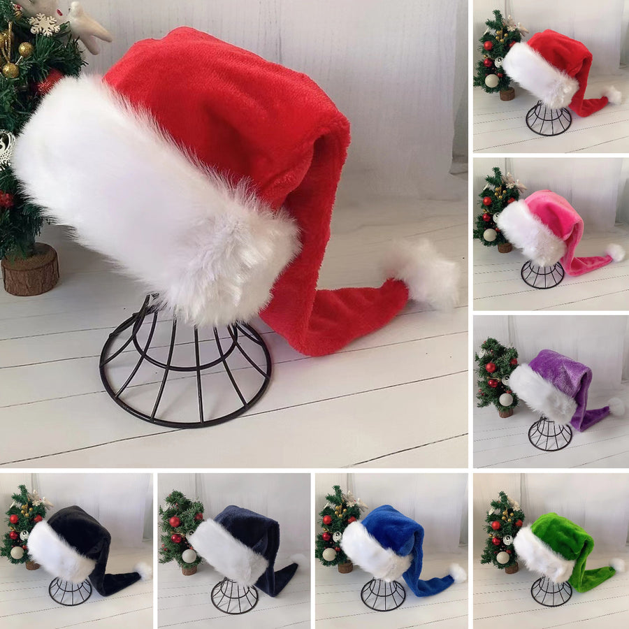 Santa Hat for Adults Unisex Velvet Comfort Extra Thicken Xmas Hat Christmas Year Festive Party Decorative Holiday Hat Image 1