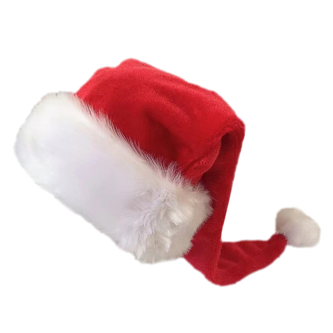 Santa Hat for Adults Unisex Velvet Comfort Extra Thicken Xmas Hat Christmas Year Festive Party Decorative Holiday Hat Image 3