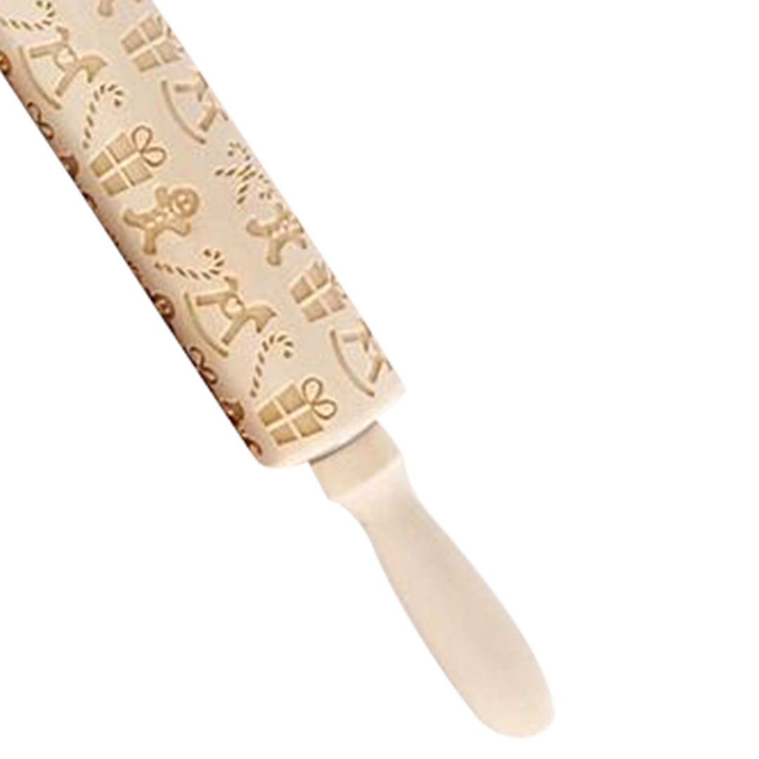 Christmas Wooden Rolling Pin Exquisite Pattern Moisture-resistant Widely Used Engraved Embossing Rolling Pin Kitchen Image 10