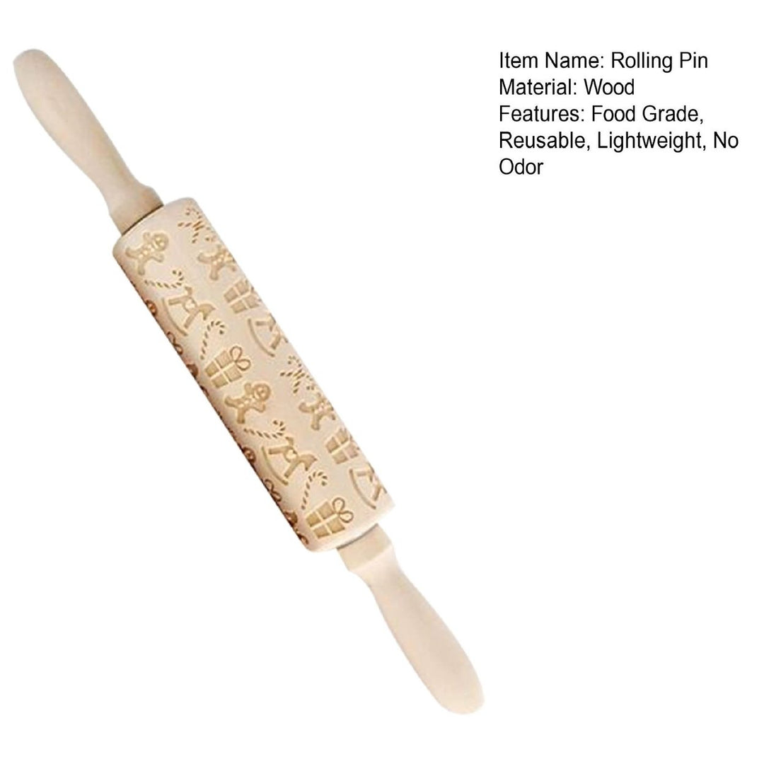 Christmas Wooden Rolling Pin Exquisite Pattern Moisture-resistant Widely Used Engraved Embossing Rolling Pin Kitchen Image 11