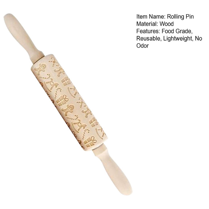 Christmas Wooden Rolling Pin Exquisite Pattern Moisture-resistant Widely Used Engraved Embossing Rolling Pin Kitchen Image 11