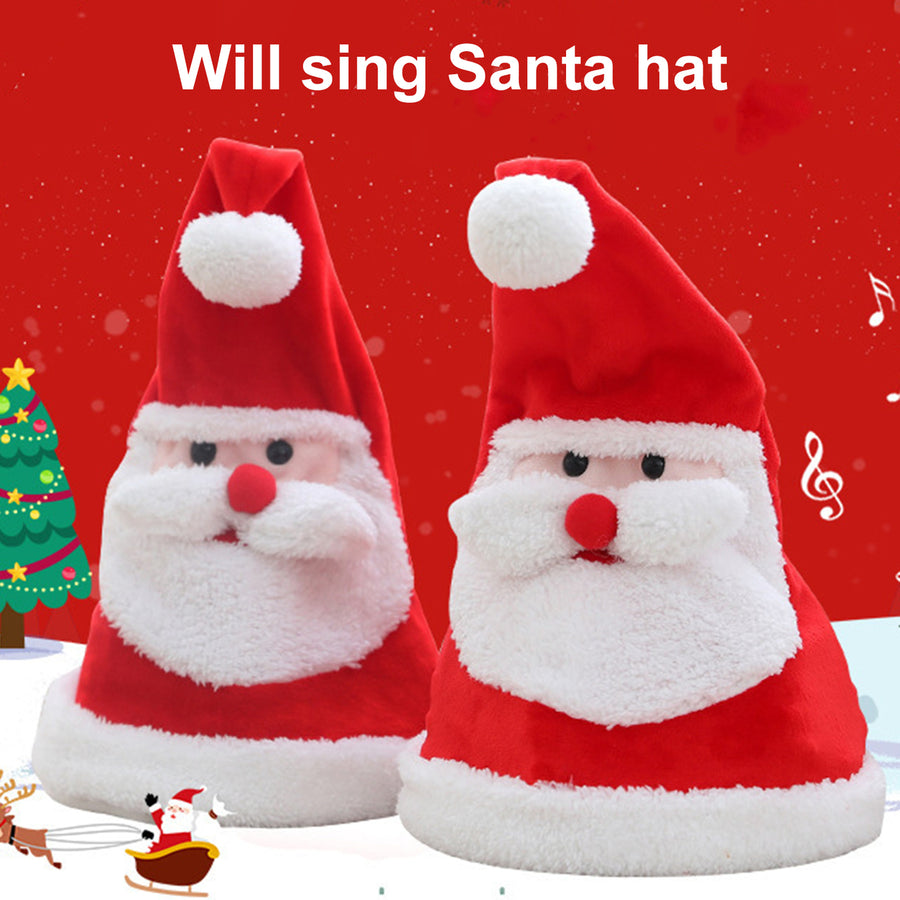 Electric Singing Dancing Santa Hat Flashing Light Christmas Cap Plush Velvet Party Hat for Christmas Year Party Image 1