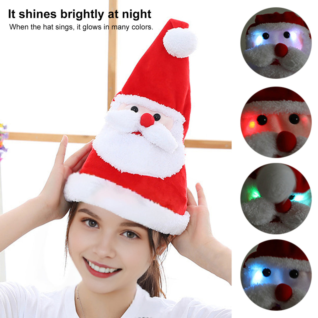 Electric Singing Dancing Santa Hat Flashing Light Christmas Cap Plush Velvet Party Hat for Christmas Year Party Image 2