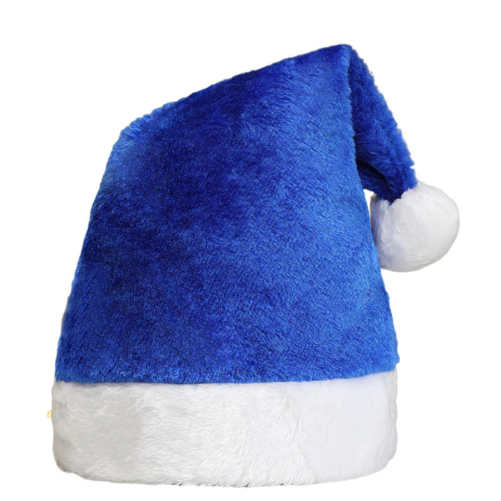 Santa Hat with White Plush Ball Christmas Holiday Hat Costume Soft Velvet Xmas Hat for Christmas Parties Family Image 4