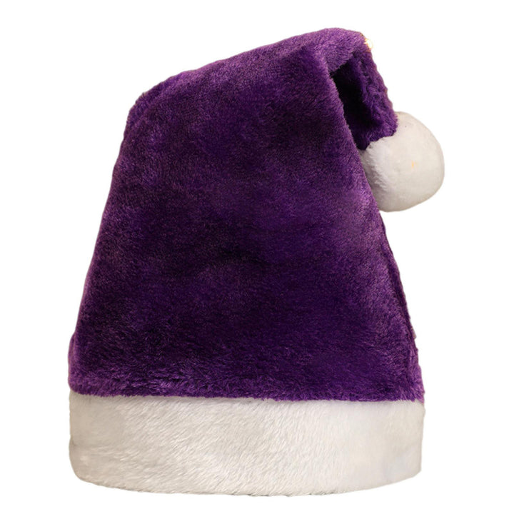 Santa Hat with White Plush Ball Christmas Holiday Hat Costume Soft Velvet Xmas Hat for Christmas Parties Family Image 7