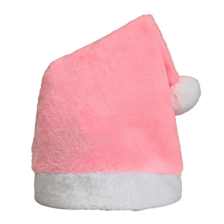 Santa Hat with White Plush Ball Christmas Holiday Hat Costume Soft Velvet Xmas Hat for Christmas Parties Family Image 9