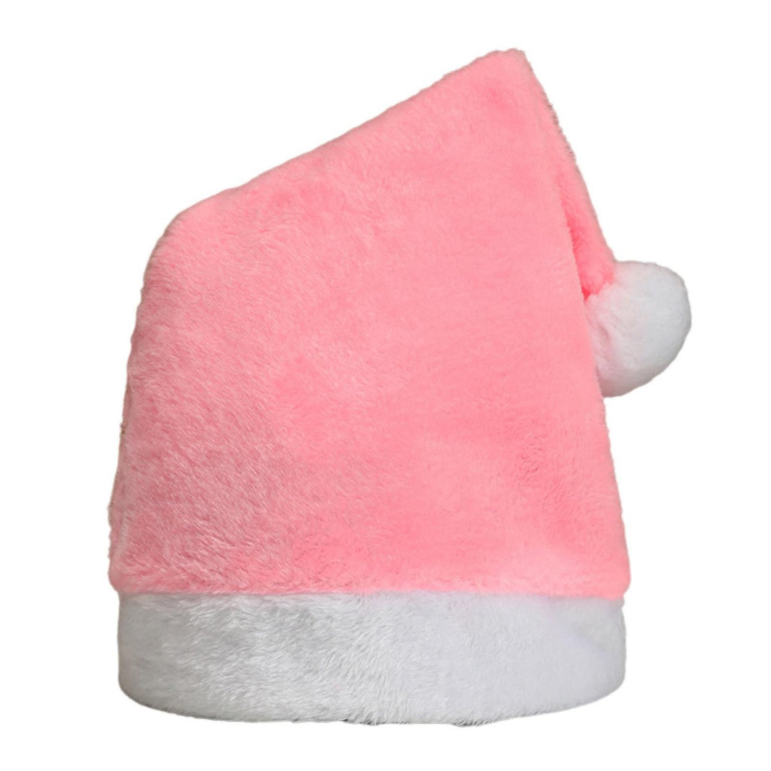 Santa Hat with White Plush Ball Christmas Holiday Hat Costume Soft Velvet Xmas Hat for Christmas Parties Family Image 1