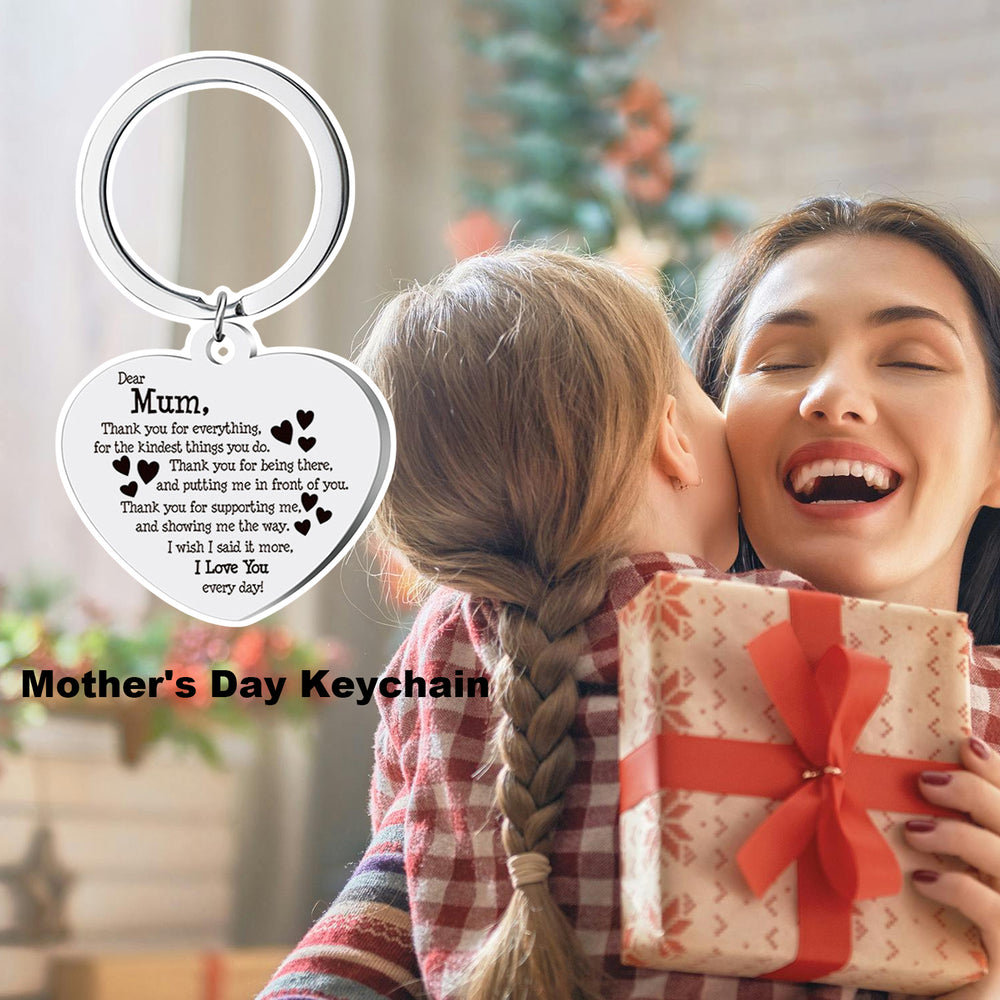 Mother Day Keychain Heart Shaped Pendant Stainless Steel Decorative Keyring Mom Love Care Reminder Perfect Gift Image 2