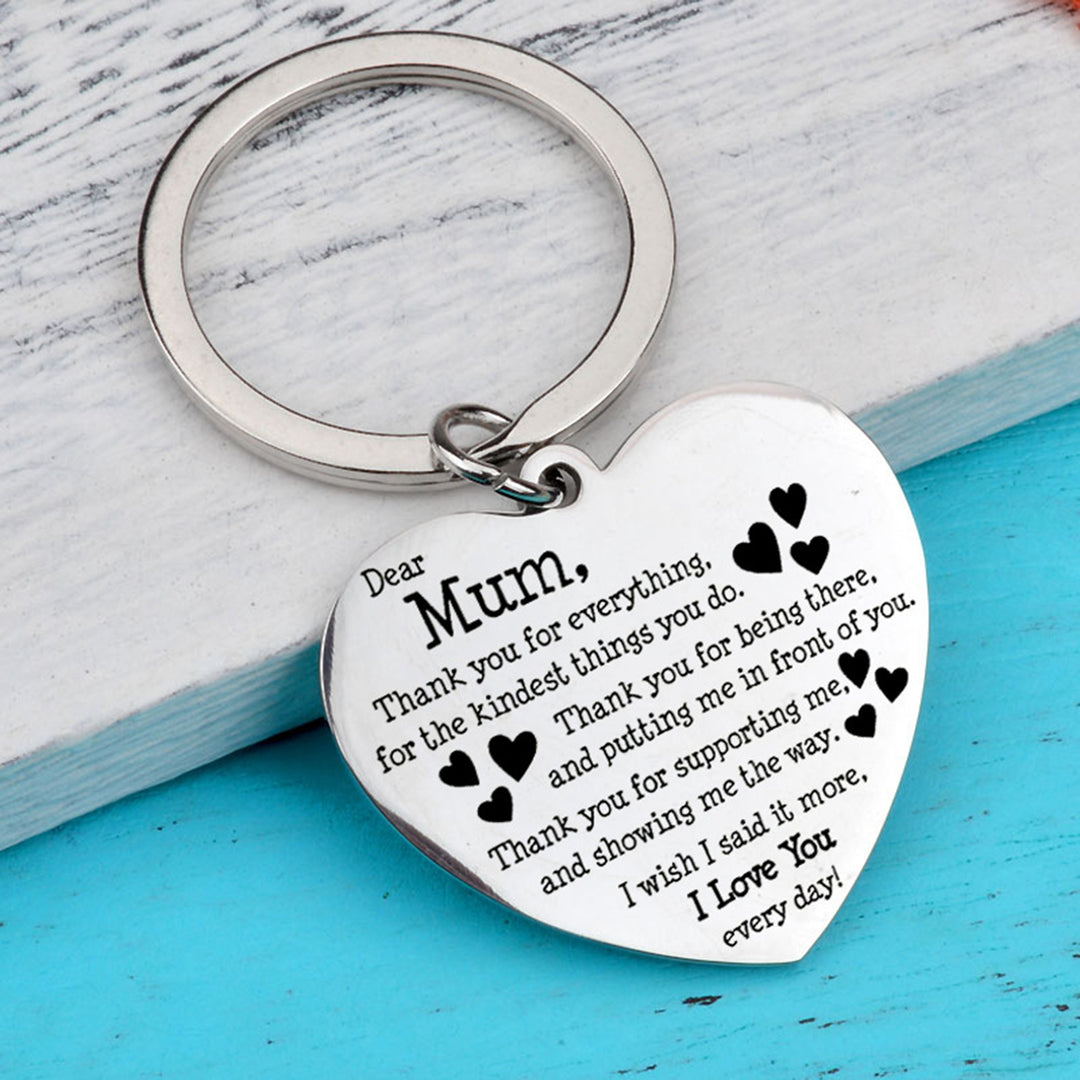 Mother Day Keychain Heart Shaped Pendant Stainless Steel Decorative Keyring Mom Love Care Reminder Perfect Gift Image 7