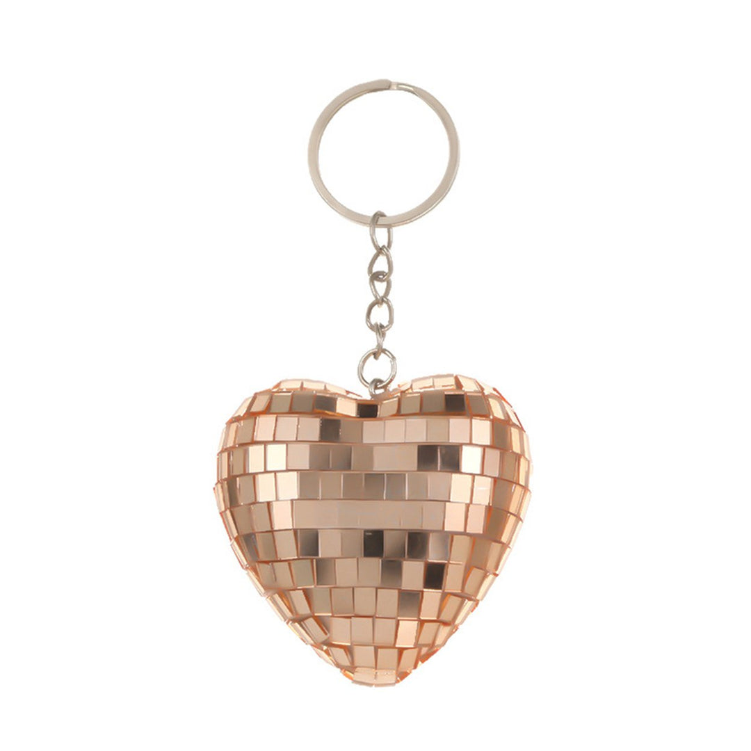 Disco Ball Keychain Heart Shape Mirror Ball Keychain Hanging Pendant Bag Charm Halloween Christmas Gift Image 2