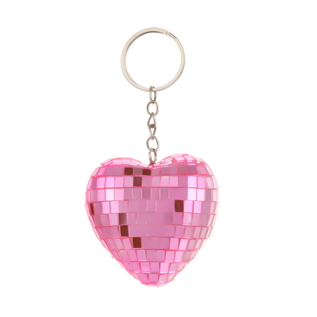 Disco Ball Keychain Heart Shape Mirror Ball Keychain Hanging Pendant Bag Charm Halloween Christmas Gift Image 3