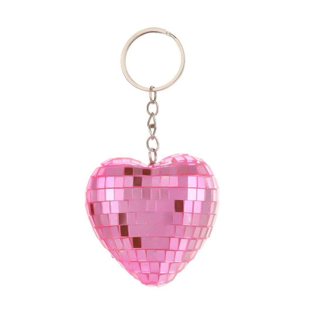 Disco Ball Keychain Heart Shape Mirror Ball Keychain Hanging Pendant Bag Charm Halloween Christmas Gift Image 1