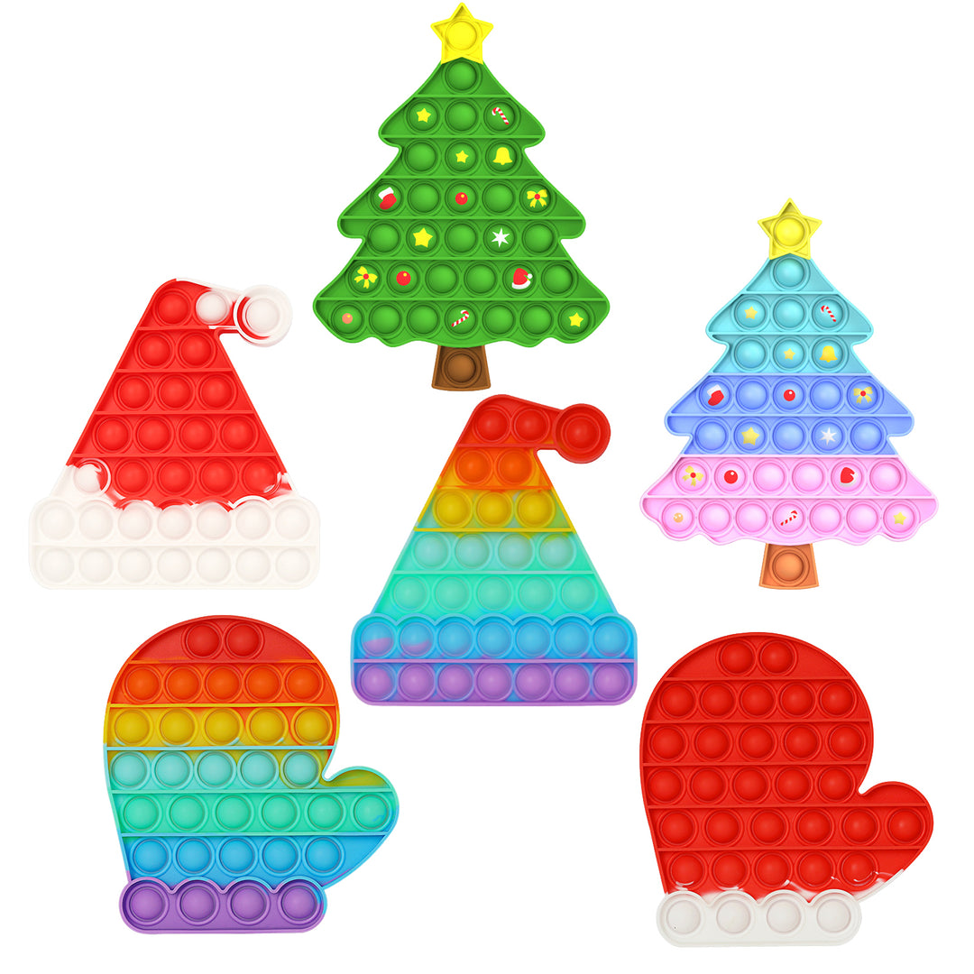 Christmas Push Bubble Toy Stress Relief Xmas Tree Santa Hat Glove Silicone Bubble Sensory Board Kids Adults Educational Image 10