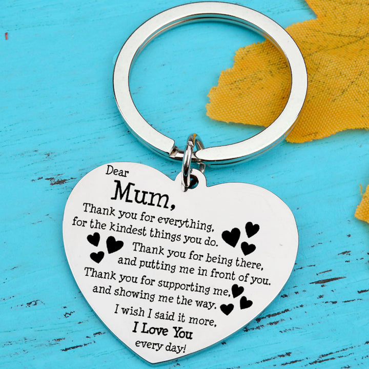 Mother Day Keychain Heart Shaped Pendant Stainless Steel Decorative Keyring Mom Love Care Reminder Perfect Gift Image 9