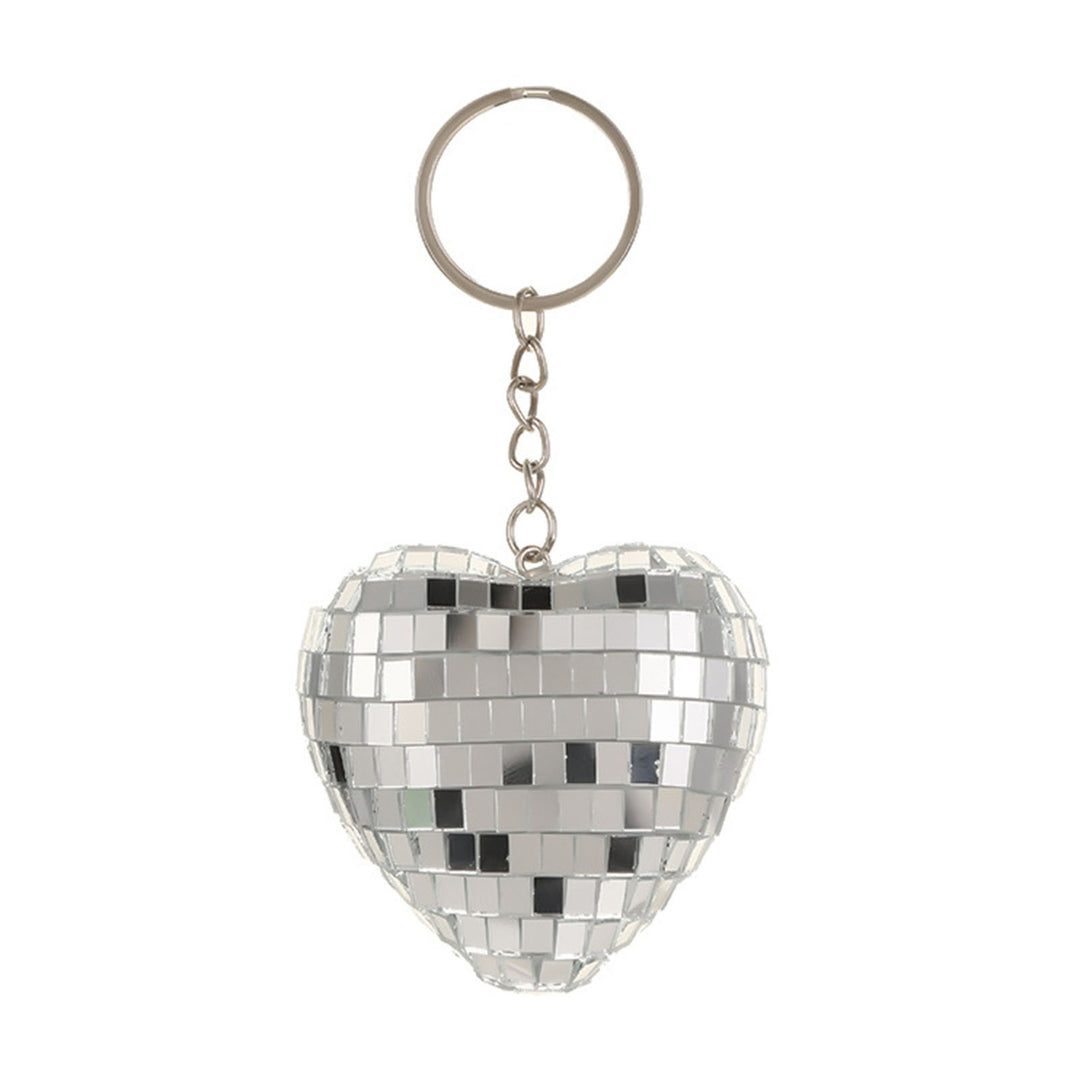 Disco Ball Keychain Heart Shape Mirror Ball Keychain Hanging Pendant Bag Charm Halloween Christmas Gift Image 4