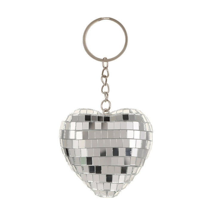 Disco Ball Keychain Heart Shape Mirror Ball Keychain Hanging Pendant Bag Charm Halloween Christmas Gift Image 1