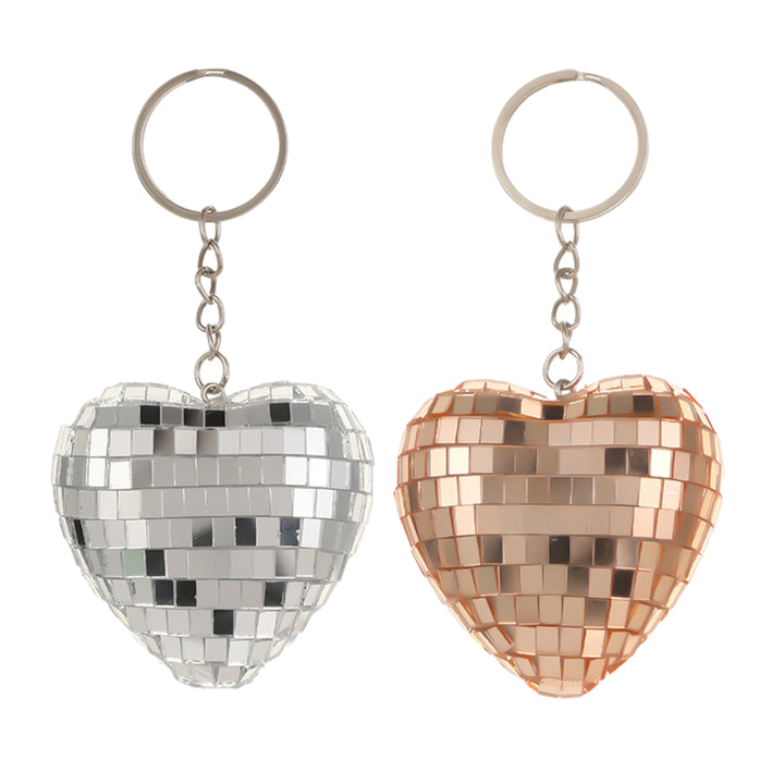 Disco Ball Keychain Heart Shape Mirror Ball Keychain Hanging Pendant Bag Charm Halloween Christmas Gift Image 8