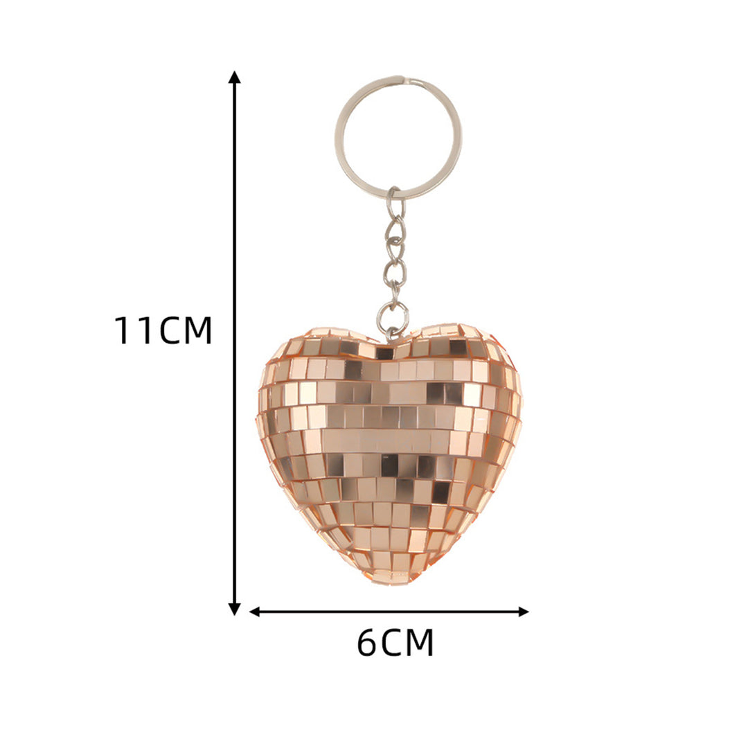 Disco Ball Keychain Heart Shape Mirror Ball Keychain Hanging Pendant Bag Charm Halloween Christmas Gift Image 9