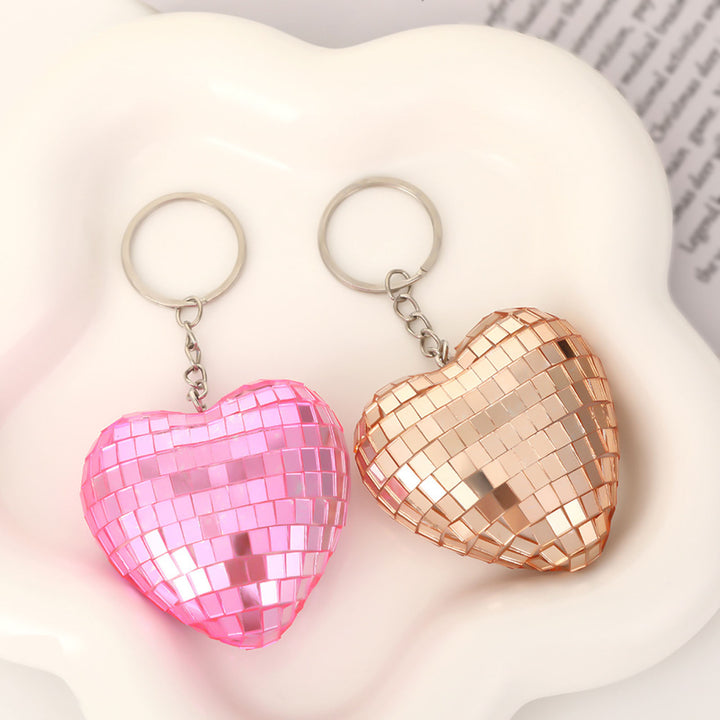 Disco Ball Keychain Heart Shape Mirror Ball Keychain Hanging Pendant Bag Charm Halloween Christmas Gift Image 11