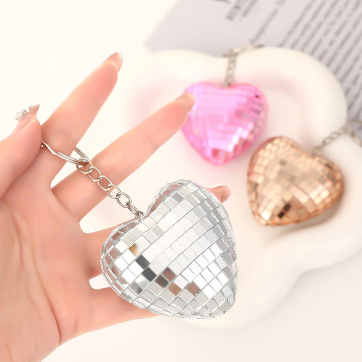 Disco Ball Keychain Heart Shape Mirror Ball Keychain Hanging Pendant Bag Charm Halloween Christmas Gift Image 12