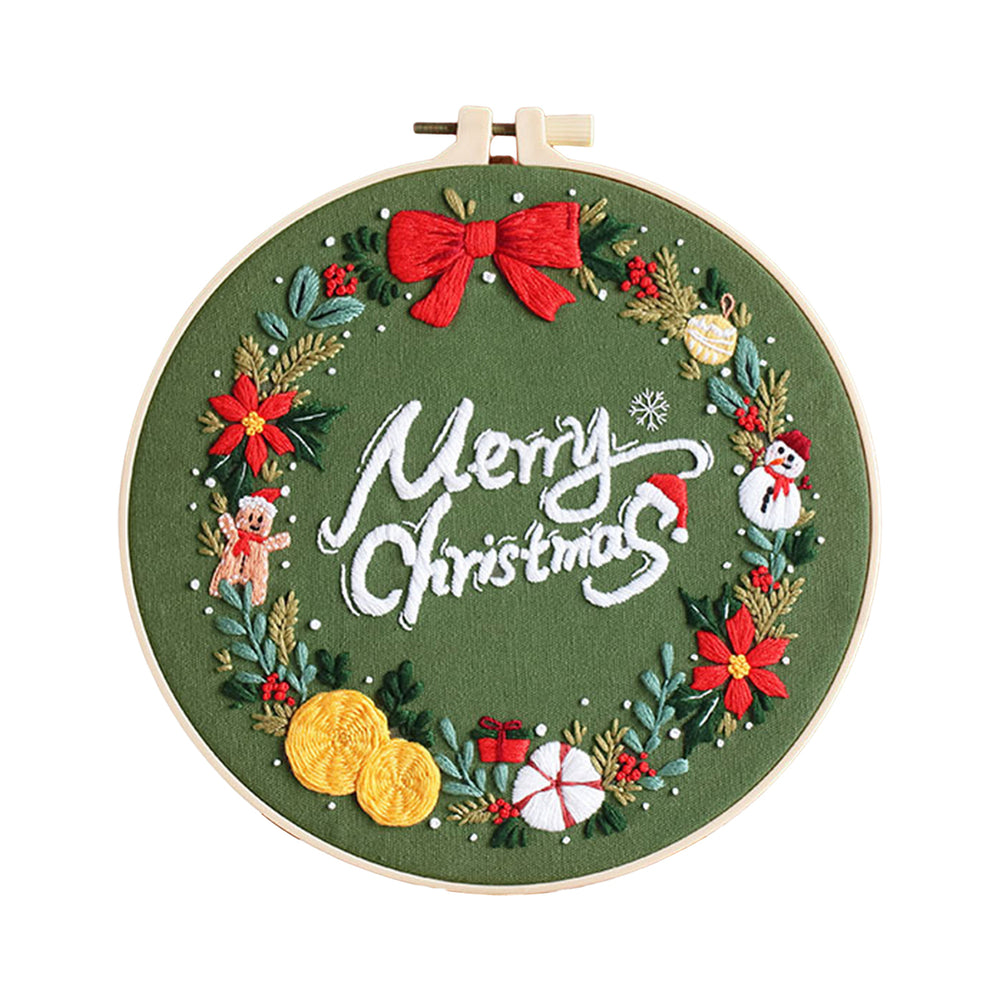 Christmas Embroidery Kit for Adults DIY Xmas Pattern Embroidery Set with Hoop Needles Threads Embroidery Craft Kit for Image 2