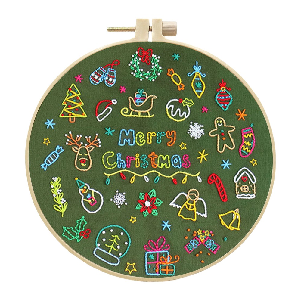 Christmas Embroidery Kit Beginner DIY Embroidery Kit with Embroidery Hoop Needle Thread Hand Embroidery Craft Set for Image 2