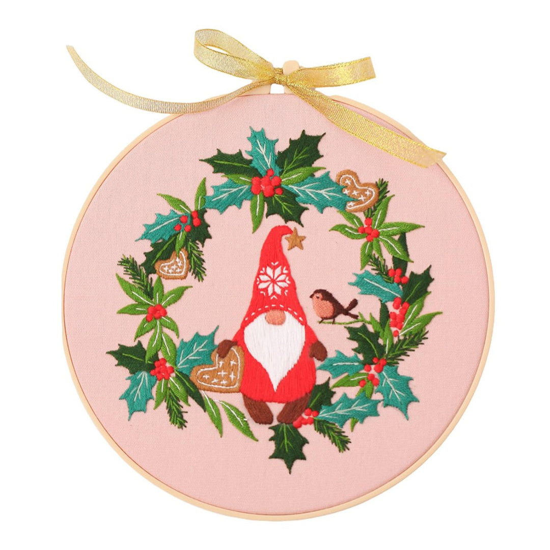 Christmas Embroidery Kit for Beginners DIY Embroidery Ornament Set with Hoop Needles Thread Themed Embroidery Starter Image 1