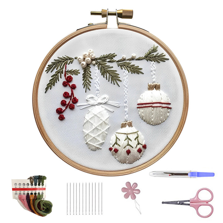 Christmas Embroidery Kit for Beginners And Adults Gnome Xmas Tree House Cross Stitch Kit with Embroidery Hoop Needles Image 6