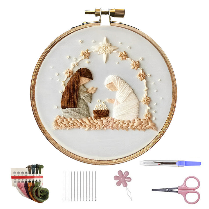 Christmas Embroidery Kit for Beginners And Adults Gnome Xmas Tree House Cross Stitch Kit with Embroidery Hoop Needles Image 9