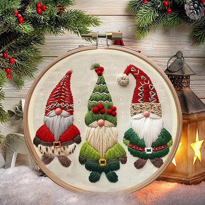 Christmas Embroidery Kit for Beginners And Adults Gnome Xmas Tree House Cross Stitch Kit with Embroidery Hoop Needles Image 10