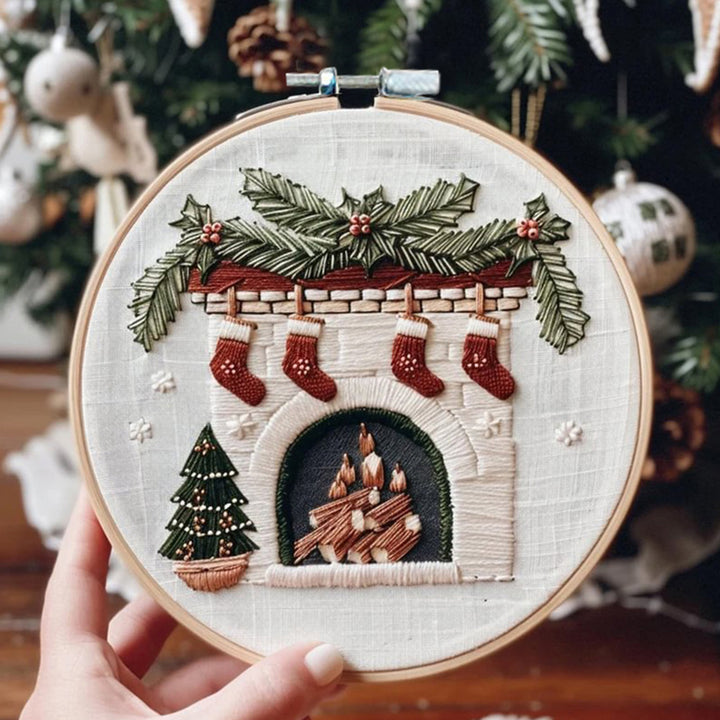 Christmas Embroidery Kit for Beginners And Adults Gnome Xmas Tree House Cross Stitch Kit with Embroidery Hoop Needles Image 11