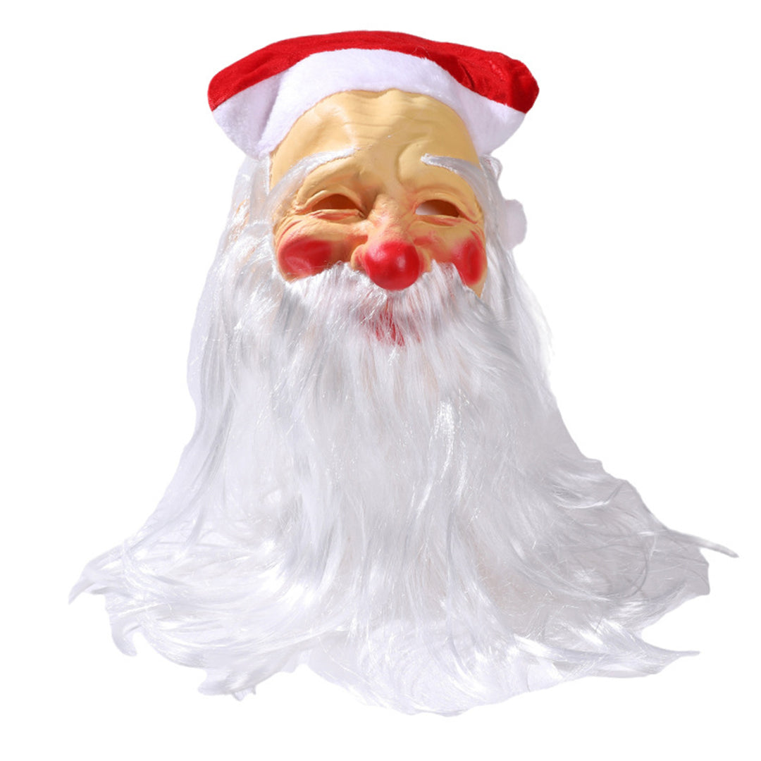 Santa Claus Christmas Hat Beard Latex Hood Overhead Masque Costume Set Funny Red Nose Cheeks Masquerade Party Fancy Image 4