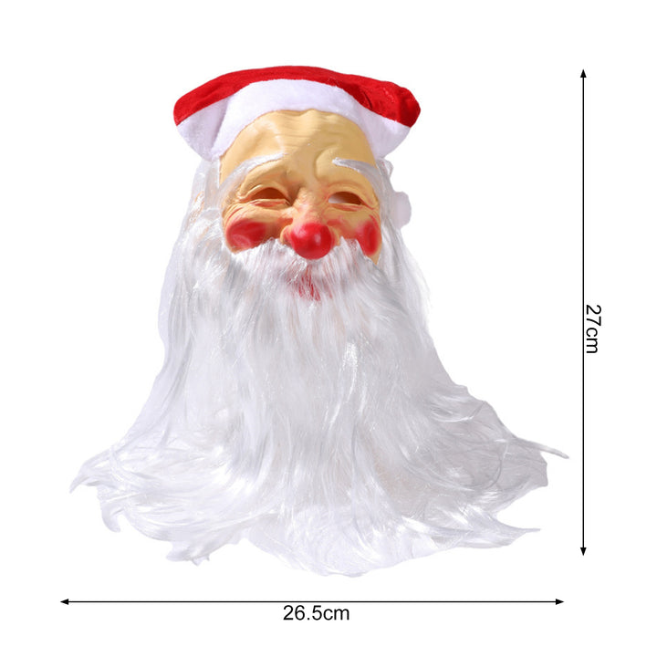 Santa Claus Christmas Hat Beard Latex Hood Overhead Masque Costume Set Funny Red Nose Cheeks Masquerade Party Fancy Image 6