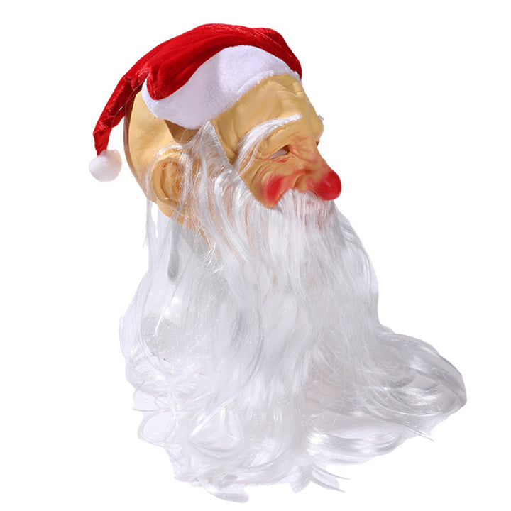 Santa Claus Christmas Hat Beard Latex Hood Overhead Masque Costume Set Funny Red Nose Cheeks Masquerade Party Fancy Image 10