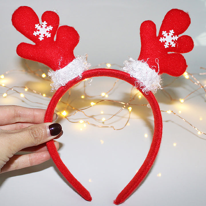 12Pcs Christmas Elk Horns Headband with Bowknot Anti-slip Holiday Decoration Adults Kids Xmas Antler Hair Band Hair Image 3