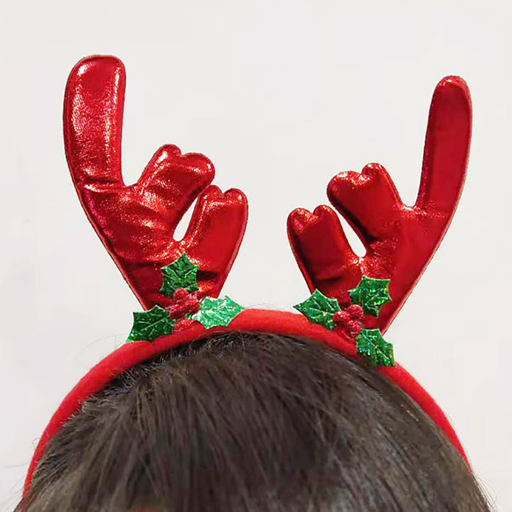 12Pcs Christmas Elk Horns Headband with Bowknot Anti-slip Holiday Decoration Adults Kids Xmas Antler Hair Band Hair Image 4