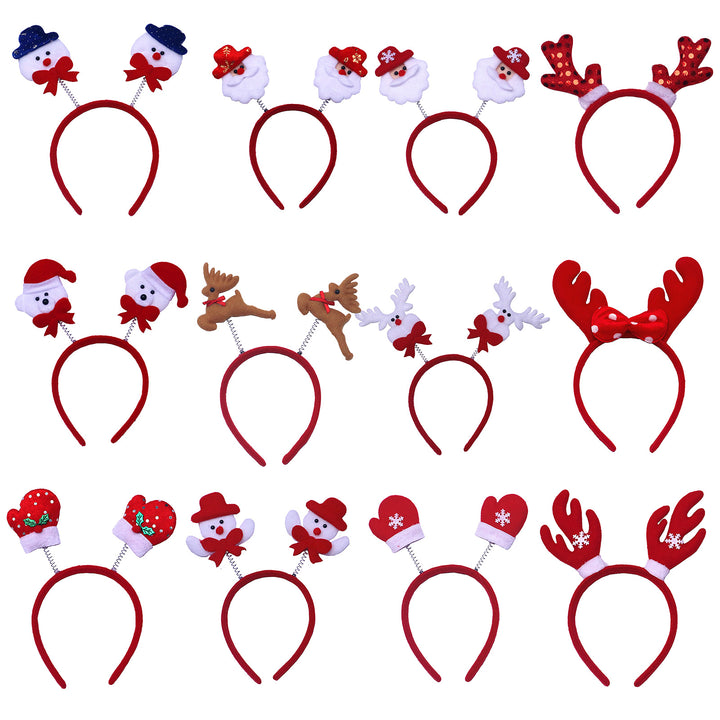 12Pcs Christmas Elk Horns Headband with Bowknot Anti-slip Holiday Decoration Adults Kids Xmas Antler Hair Band Hair Image 4