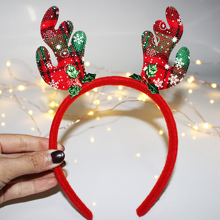 12Pcs Christmas Elk Horns Headband with Bowknot Anti-slip Holiday Decoration Adults Kids Xmas Antler Hair Band Hair Image 9