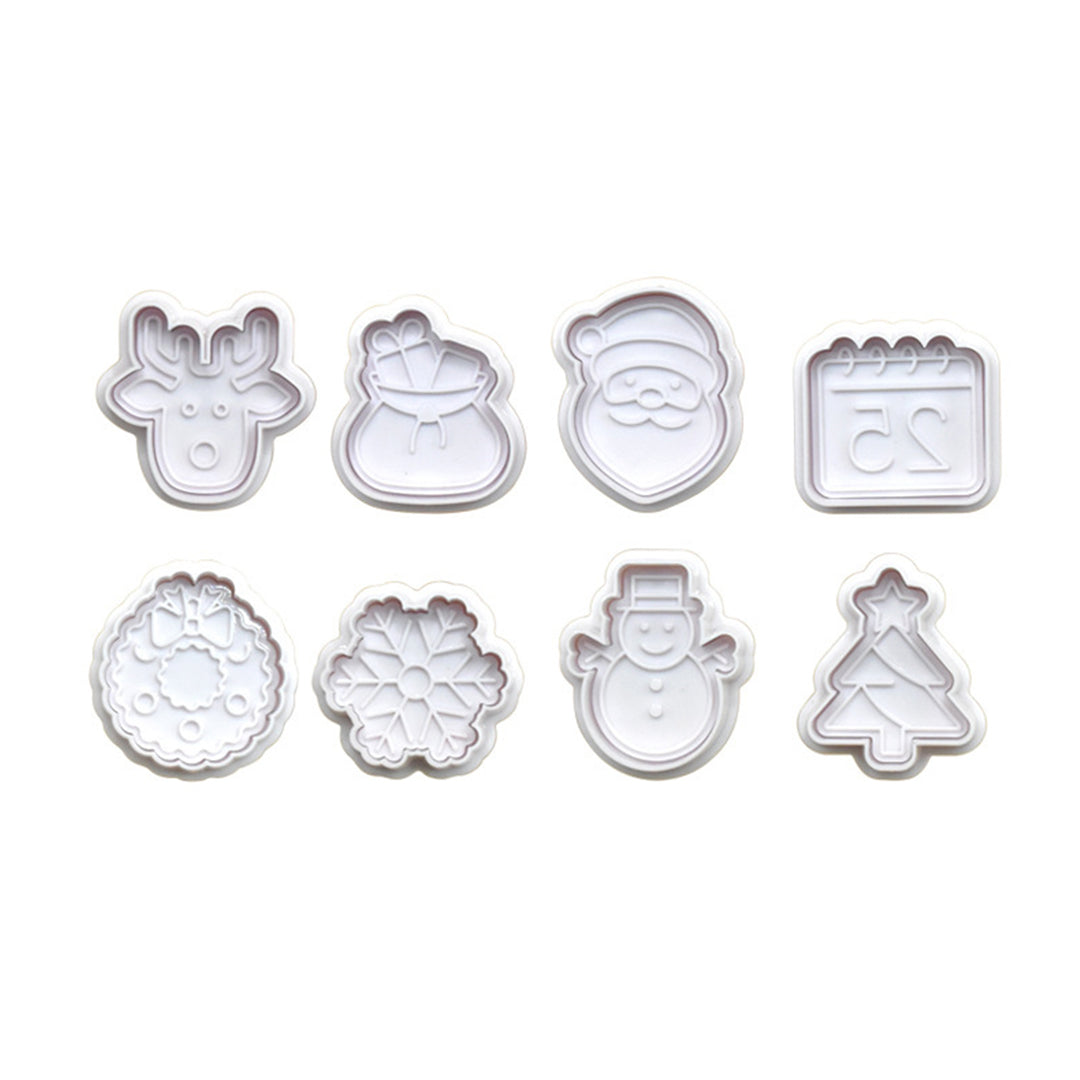 8Pcs Christmas Cookie Cutters Set Cute Santa Claus Snowman Snowflake Shapes BPA-Free Waffle Cookie Stamp Mold for DIY Image 4