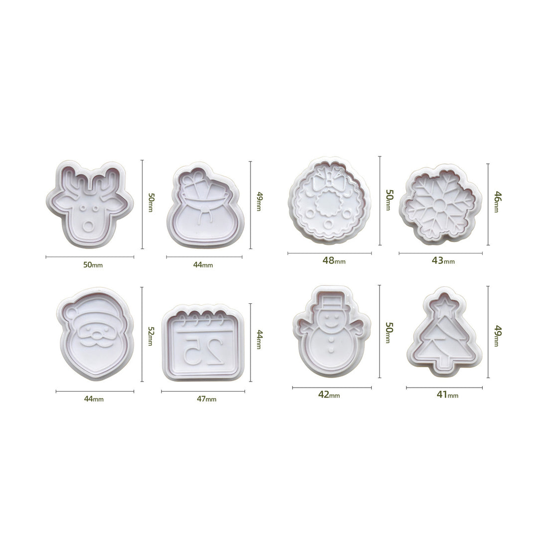 8Pcs Christmas Cookie Cutters Set Cute Santa Claus Snowman Snowflake Shapes BPA-Free Waffle Cookie Stamp Mold for DIY Image 6