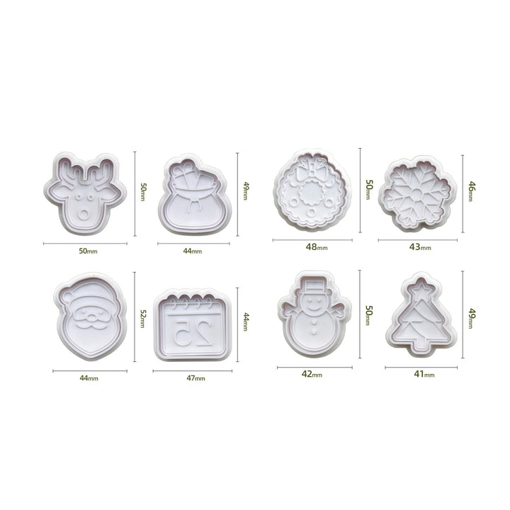 8Pcs Christmas Cookie Cutters Set Cute Santa Claus Snowman Snowflake Shapes BPA-Free Waffle Cookie Stamp Mold for DIY Image 6