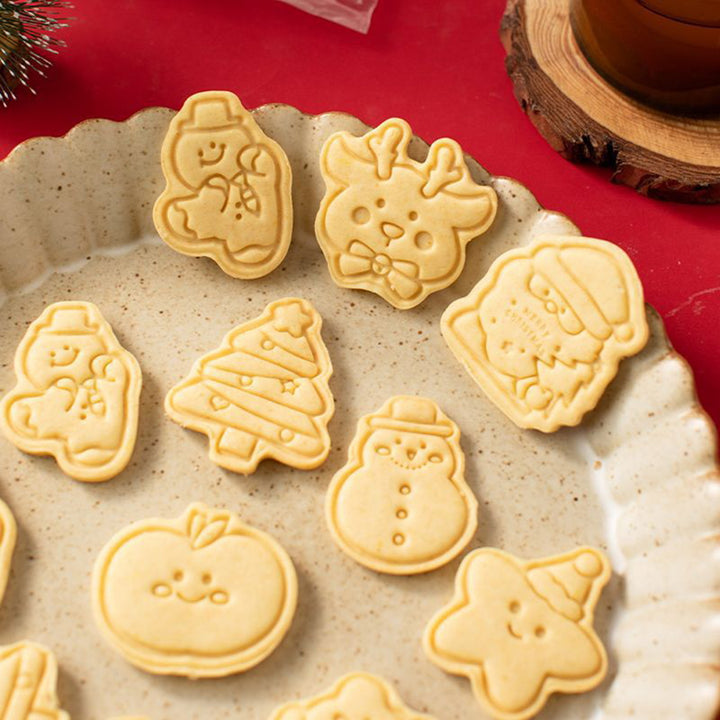 8Pcs Christmas Cookie Press Mold Set Cookie Cutters Santa Claus Snowman Shapes BPA-Free Festive Baking Tools for Cake Image 9