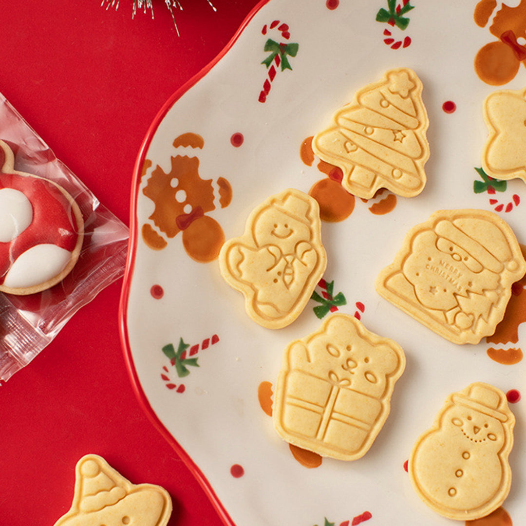 8Pcs Christmas Cookie Press Mold Set Cookie Cutters Santa Claus Snowman Shapes BPA-Free Festive Baking Tools for Cake Image 11