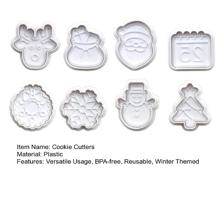 8Pcs Christmas Cookie Cutters Set Cute Santa Claus Snowman Snowflake Shapes BPA-Free Waffle Cookie Stamp Mold for DIY Image 11