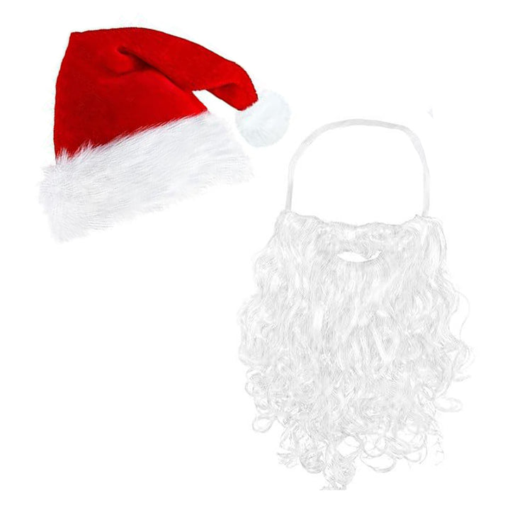 Santa Hat And Beard Set for Adults Santa Claus Cosplay Costume Xmas Hat with Curly Santa Beard for Holiday Celebrations Image 4