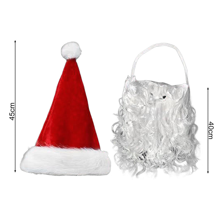 Santa Hat And Beard Set for Adults Santa Claus Cosplay Costume Xmas Hat with Curly Santa Beard for Holiday Celebrations Image 6