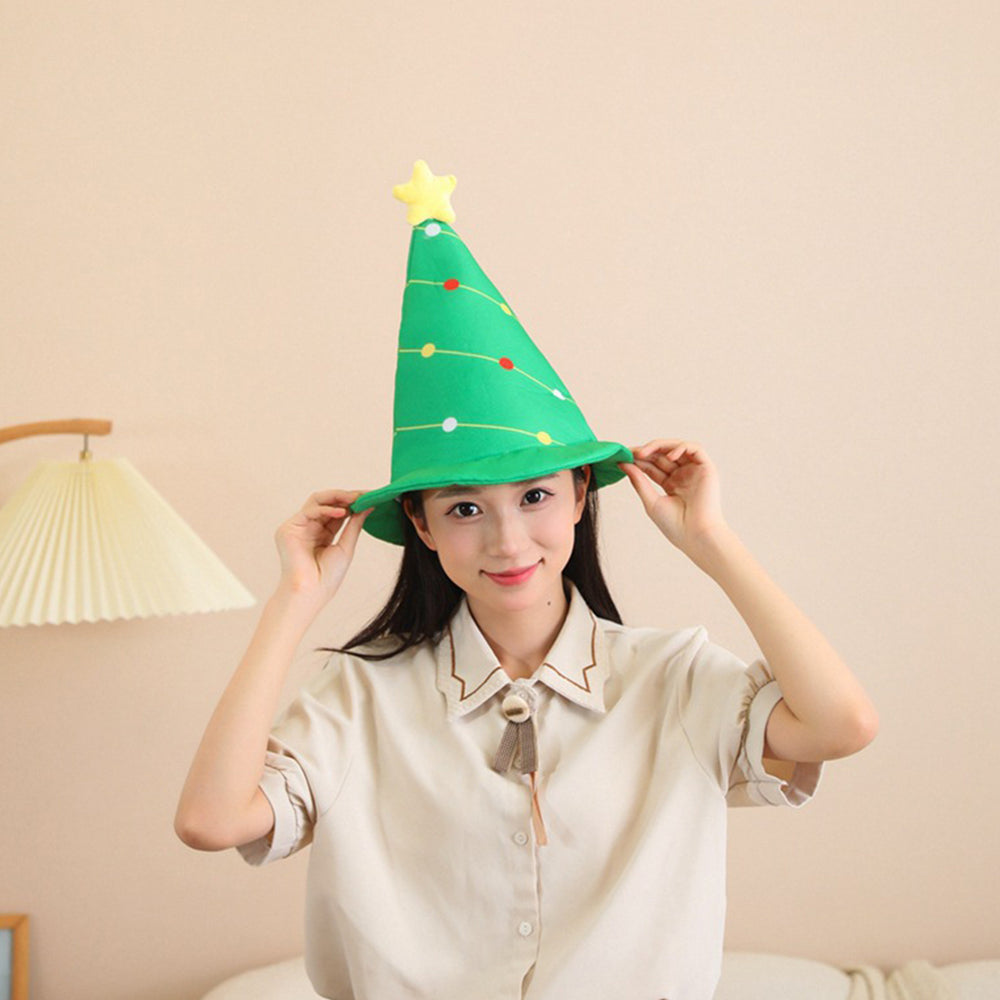 Christmas Tree Hat Decorated Festive Holiday Decor Cute Colorful Xmas Tree Shape Gift for Friends Photo Props Role Play Image 2