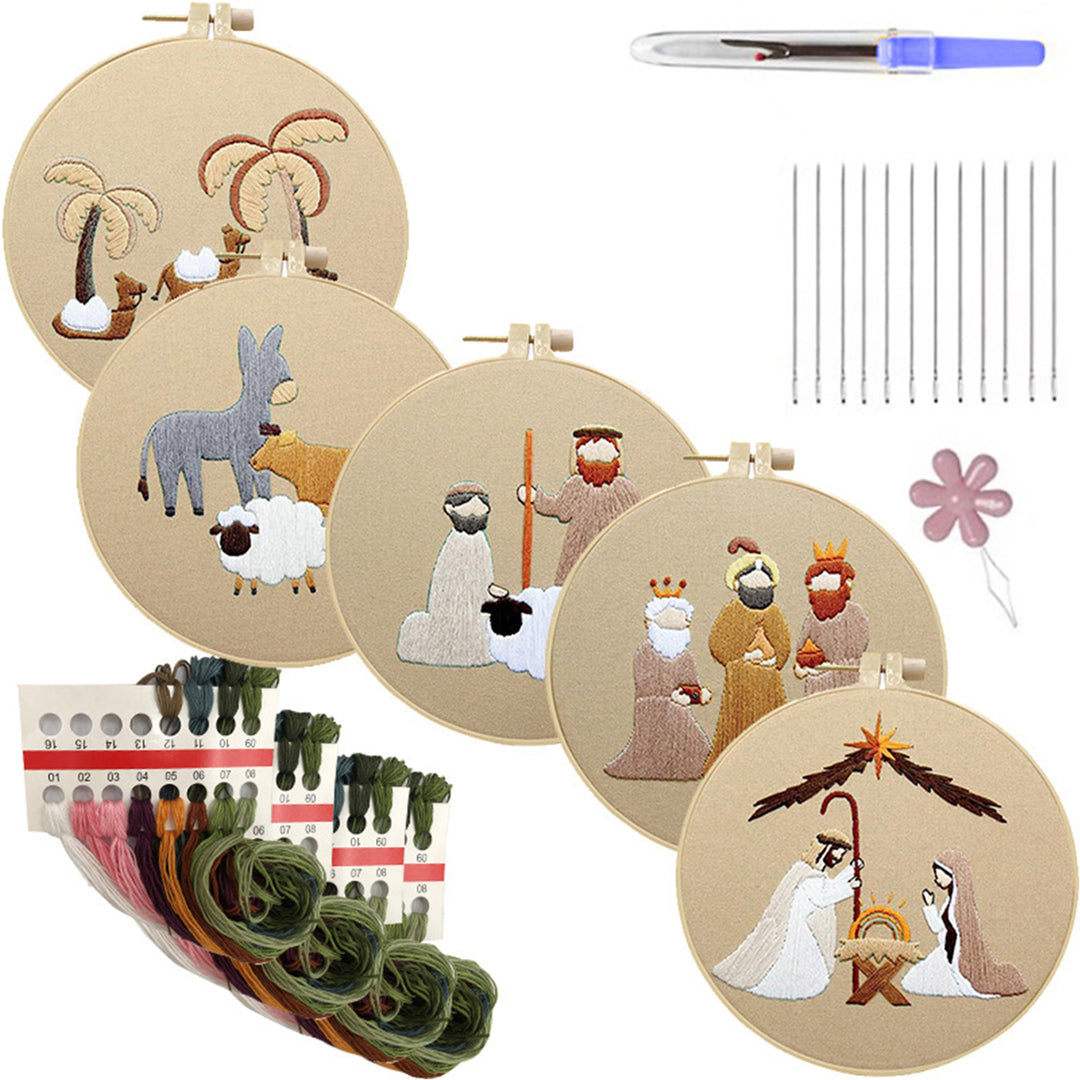 Christmas Embroidery Kit Nativity Scene Pattern Embroidery Set Beginner-Friendly DIY Embroidery Craft Kit Mother Image 1