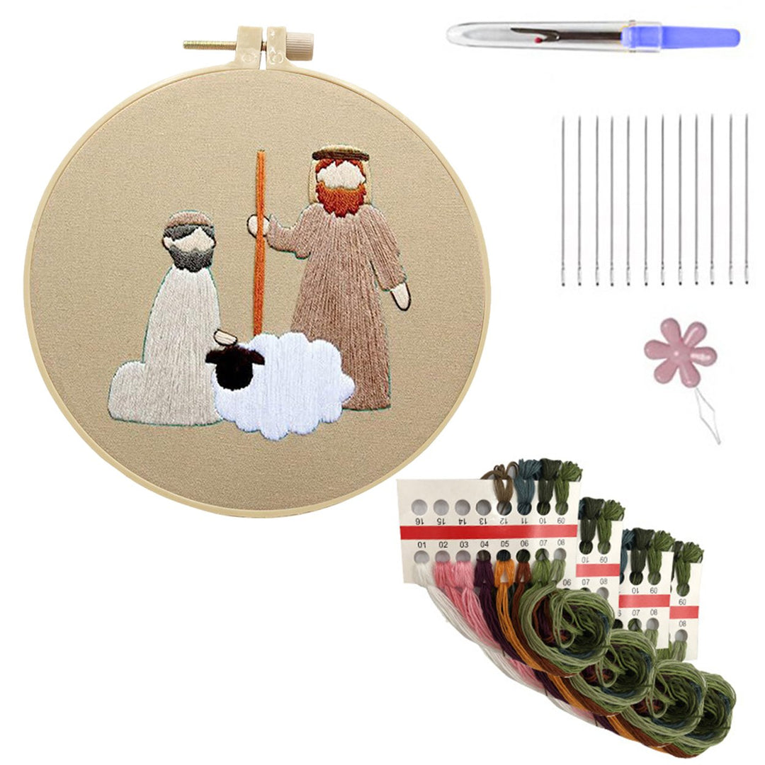 Christmas Embroidery Kit Nativity Scene Pattern Embroidery Set Beginner-Friendly DIY Embroidery Craft Kit Mother Image 1